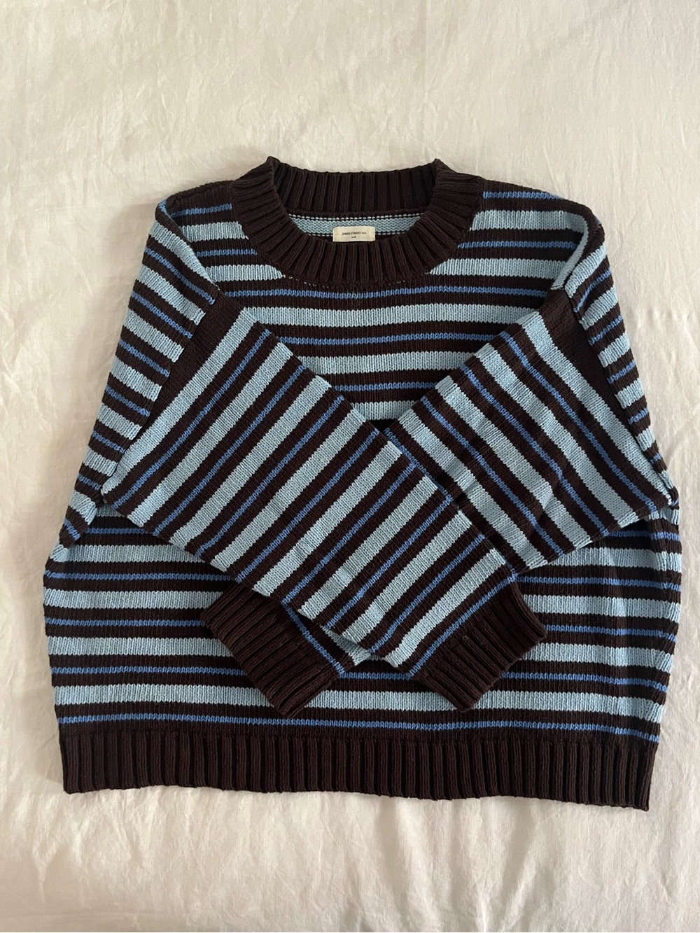 James st co. Blake sweater in cocoa stripe